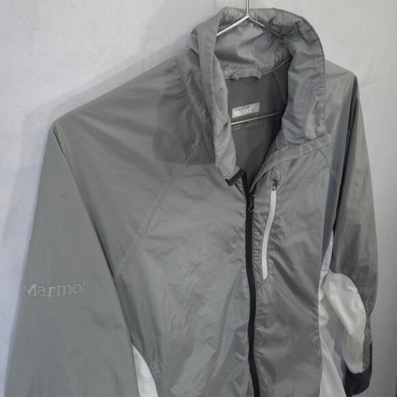 Marmot Jacket Womens L Gray White Colorblock Moisture Wicking Track Windbreaker - Picture 4 of 13